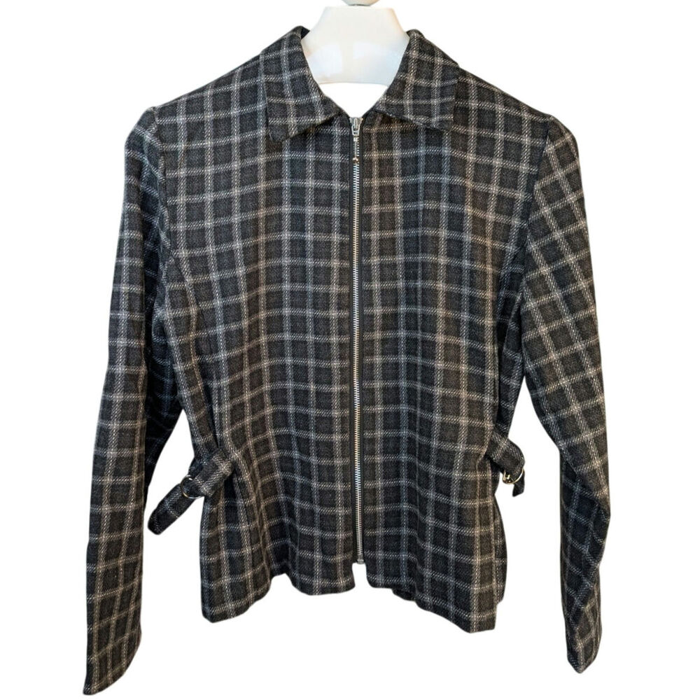 Vintage Maggie Lawrence Plaid Zip-Up Moto Jacket Size M / L